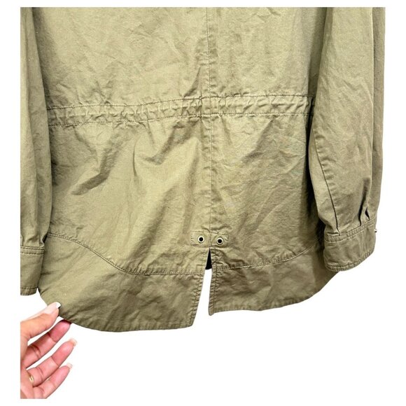 LOVE TREE Women SZ M Green Army Utillity Hooded Jackets Mid Lenght Full Zipper - Picture 7 of 12